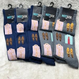 NWT Hot Sox Men 5 Pairs Business Suits and Shoes Navy and Gray